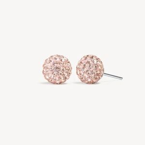 Hilberg and Berk 8mm Sparkle Ball Earrings (Rose Gold)